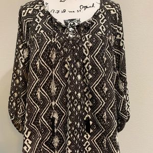 American Eagle Brown and Cream Peasant Blouse